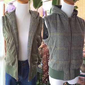 Prana Wool Reversible Plaid Hooded Vest